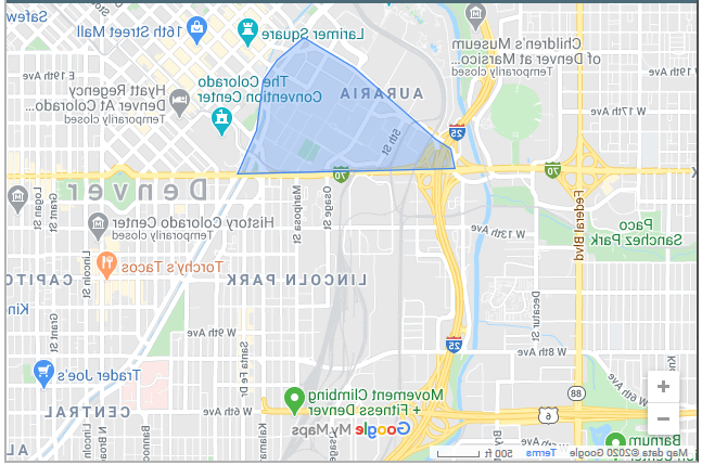 Auraria Neighborhood Map